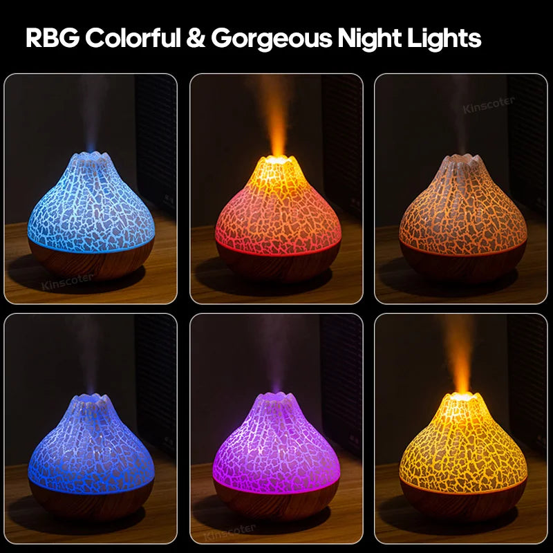 300Ml Volcano Air Humidifier Desktop Electric USB Humidificadore Water Mist Diffuser Purifier Air Freshener with 7 Colors Night